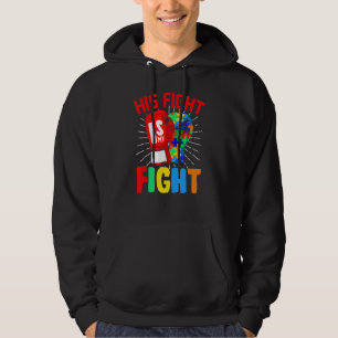 His Fight Is My Fight Autism Awareness Puzzle Boxi Hoodie