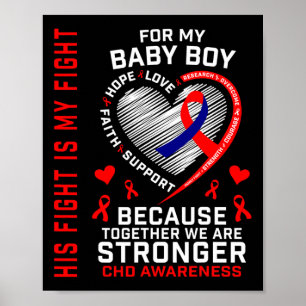 His Fight Is My Fight Baby Boy Chd Awareness Heart Poster