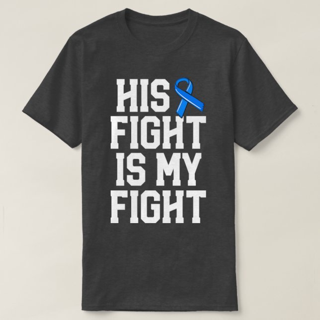 His Fight Is My Fight Wife Women ALS Blue Ribbon A T-Shirt (Design Front)