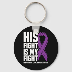 His Fight My Fight Purple Ribbon Pancreatic Cancer Key Ring