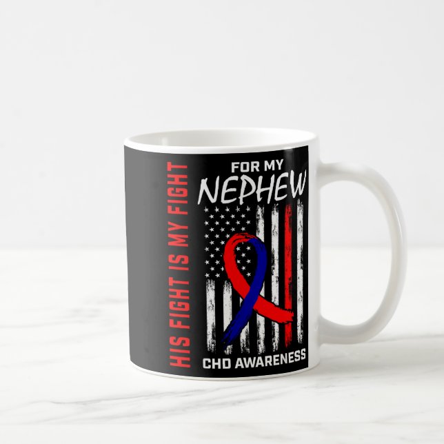 His Fight Nephew Chd Awareness American Flag Graph Coffee Mug (Right)