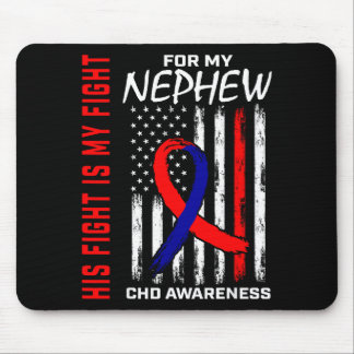His Fight Nephew Chd Awareness American Flag Graph Mouse Pad