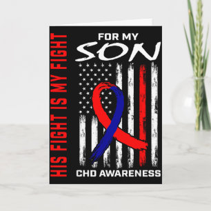 His Fight Son Chd Awareness American Usa Flag Grap Card