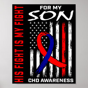 His Fight Son Chd Awareness American Usa Flag Grap Poster