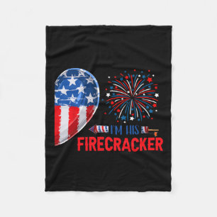 His Firecracker 4th July Funny Couple Costume Patr Fleece Blanket