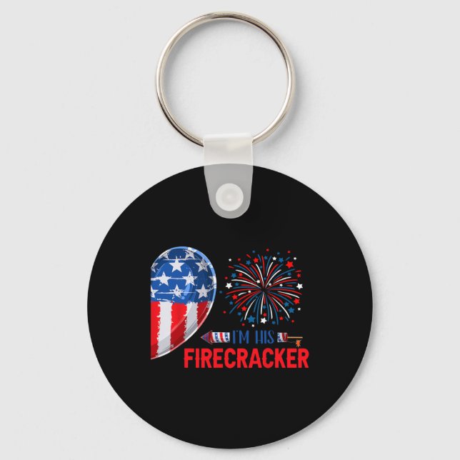 His Firecracker 4th July Funny Couple Costume Patr Key Ring (Front)