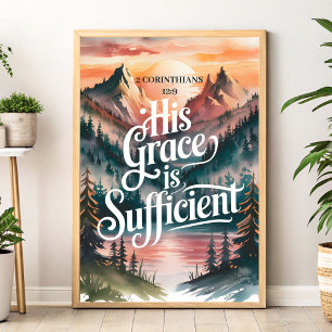 His Grace is Sufficient Christian Women Wall Art