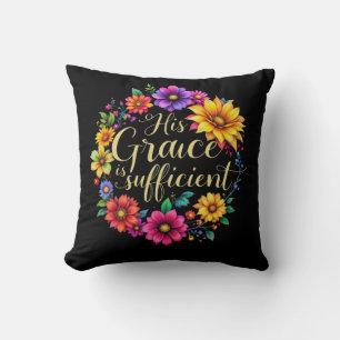 His Grace Is Sufficient Inspiring Bible Verse  Cushion