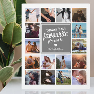 His & Her 16 Photo Collage Plaque