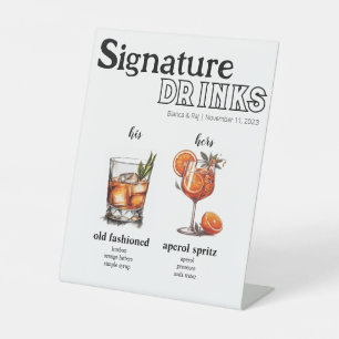 His & Her Drink Menu Pedestal Sign