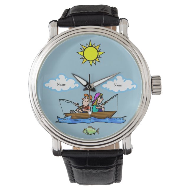 His & Her Fun Fishing in Boat Watch  Customise It! (Front)