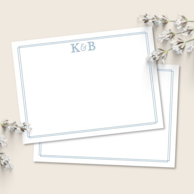 His & Her Initials Couples Monogram Stationery Card (Creator Uploaded)