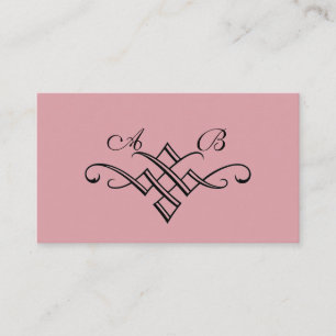 His & Her Monogram Wedding Website Card in Pink