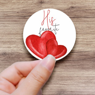His, Her or Our Favourite Bridal Shower Favour Gif Classic Round Sticker