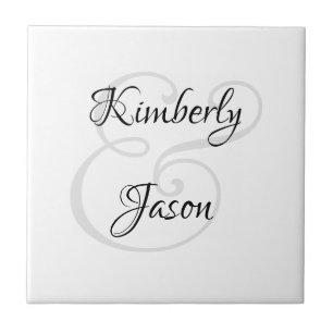 His & Her Script Names, Black & Grey Ceramic Tile