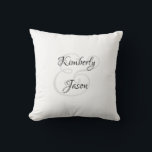 His & Her Script Names, Black & Grey Cushion<br><div class="desc">His and her names in beautiful black and grey script lettering for an elegant design on white background.</div>