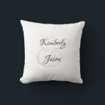His & Her Script Names, Black & Grey Cushion<br><div class="desc">His and her names in beautiful black and grey script lettering for an elegant design on white background.</div>