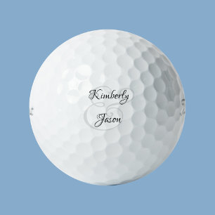 His & Her Script Names, Black & Grey Golf Balls
