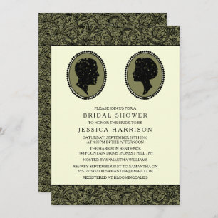 His & Hers Art Deco Silhouette Bridal Shower Invitation