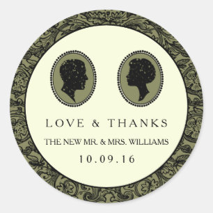 His & Hers Art Deco Silhouette Wedding Collection Classic Round Sticker