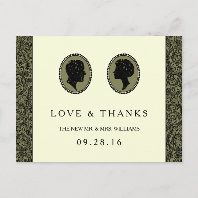 His & Hers Art Deco Silhouette Wedding Collection Postcard (Front)
