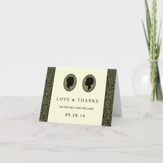 His & Hers Art Deco Silhouette Wedding Collection Thank You Card (Front)