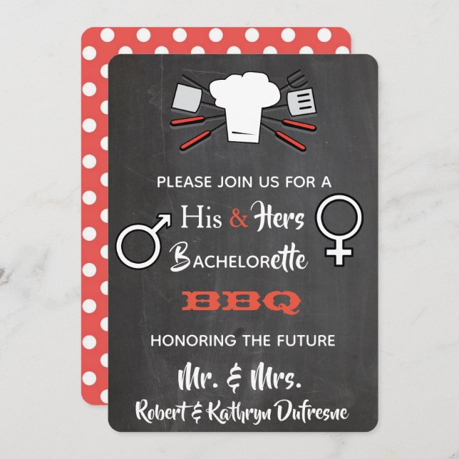 His & Hers Bachelor/Bachelorette BBQ Invitation (Front/Back)