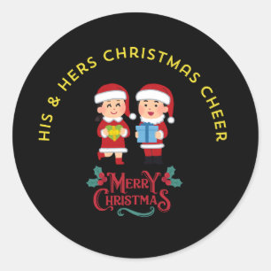 His & Hers Christmas Cheer Classic Round Sticker