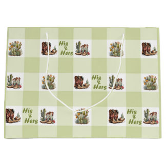His & Hers Cowboy Cowgirl Boots Gift Bag