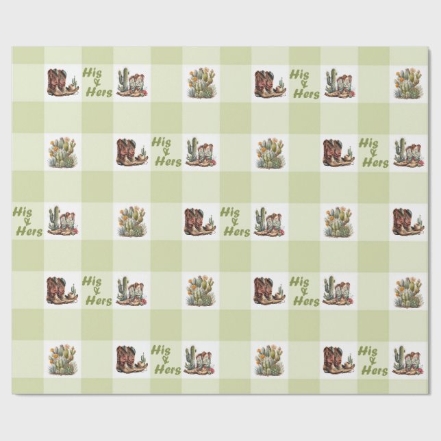 His & Hers Cowboy & Cowgirl Boots Wrapping Paper (Flat)