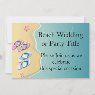 His/Hers Flip Flops on the Beach Wedding Invitation