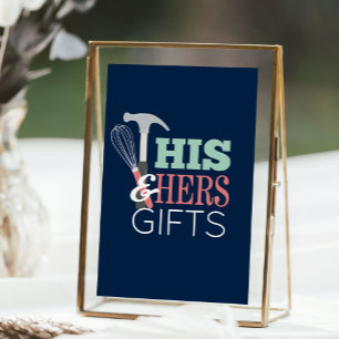 His & Hers Hammer Whisk Couple Shower Gift Sign