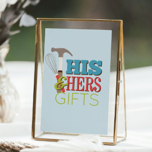 His & Hers Hammer Whisk Couple Shower Gifts Sign