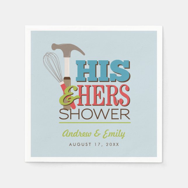 His & Hers Hammer Whisk Handy Couple Shower Napkin (Front)