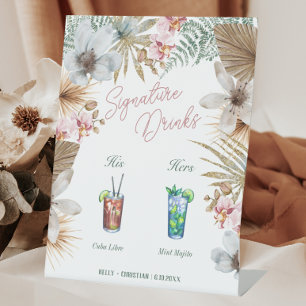 His Hers Havana Nights Cuban Signature Drinks Pedestal Sign