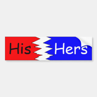 His & Hers, Red & Blue Bumper Sticker