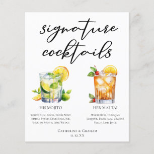 His Hers Rum Signature Cocktails Wedding Menu