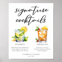 His Hers Rum Signature Cocktails Wedding Menu
