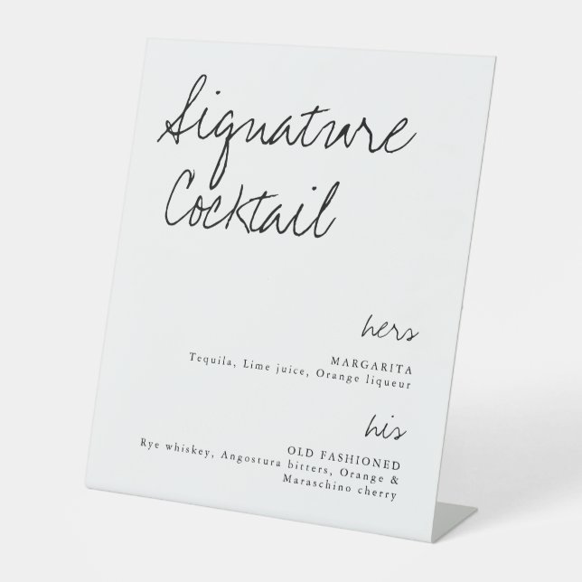 His & Hers Signature Cocktail Wedding Bar Sign (Front)
