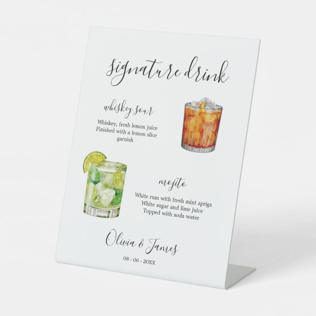 His & Hers Signature Drink Sign Template, (Front)