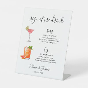 His & Hers Signature Drink Sign Template, Cocktail