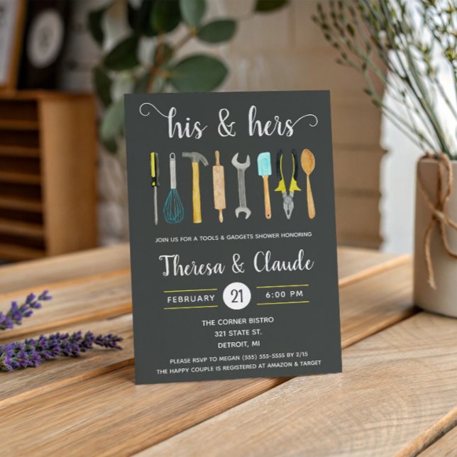 His & Hers Tools and Gadgets Couples Bridal Shower Invitation (Creator Uploaded)
