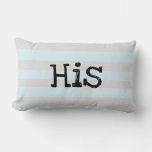 HIS "I Love Her" blue and grey soft pastel pillow