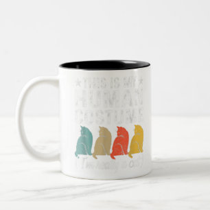 His Is My Human Costume I M Really A Cat Retro Hal Two-Tone Coffee Mug
