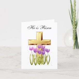 His is Risen Watercolor Easter Floral Thank You Card