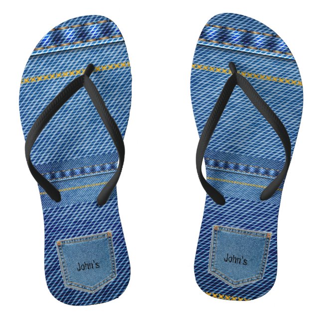 His - Jean Look Flip Flops (Footbed)