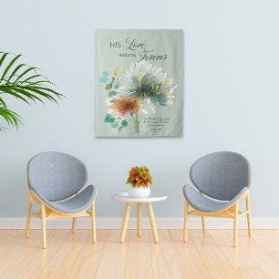 His Love Endures Forever Green Scripture Tapestry