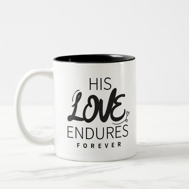 His Love Gospel Graphics Jesus Art God's Oath Scri Two-Tone Coffee Mug (Left)