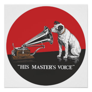 His Master's Voice Red & Black Vintage Poster
