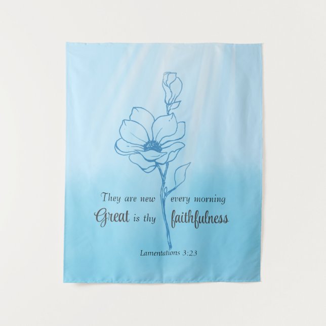 His mercies are new every morning Bible verse Tapestry (Front)